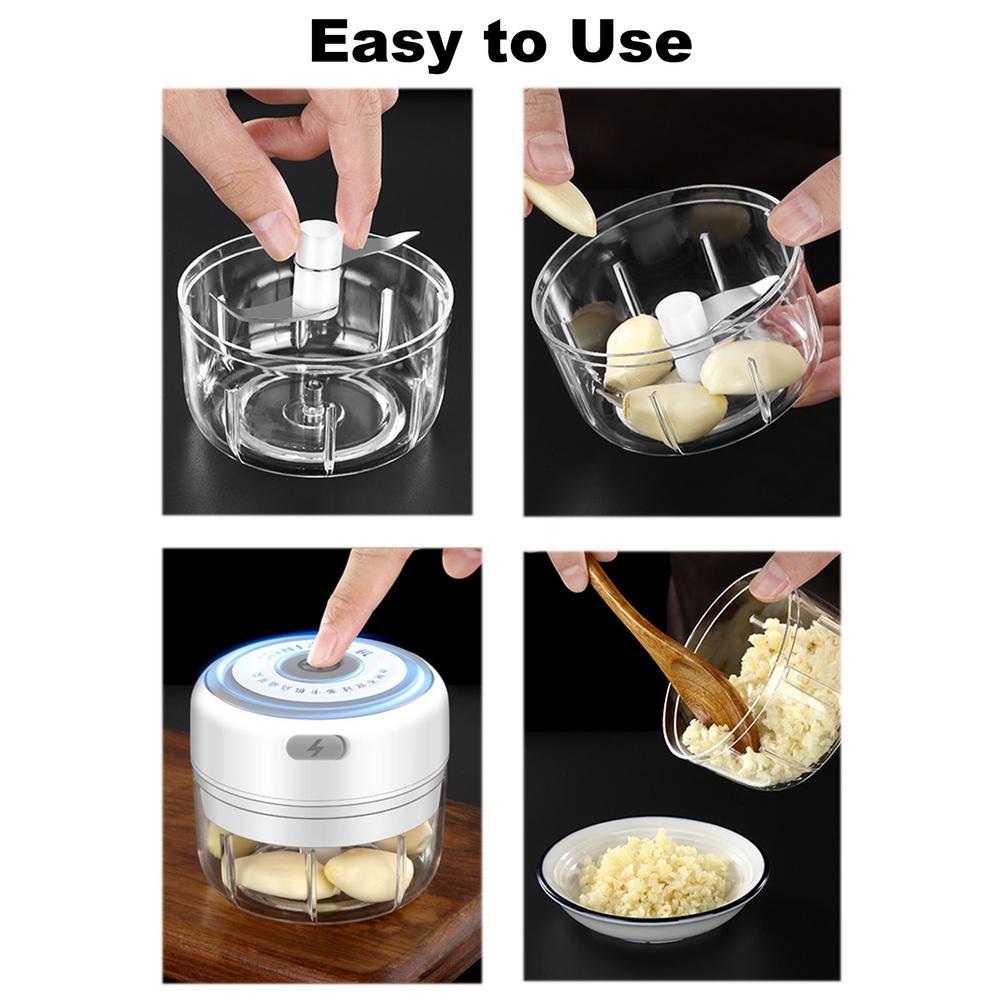 250/100ML Electric Mini Garlic Chopper USB Charging Masher Press Mincer Vegetable Chili Meat Grinder Food Chopper Kitchen Tools