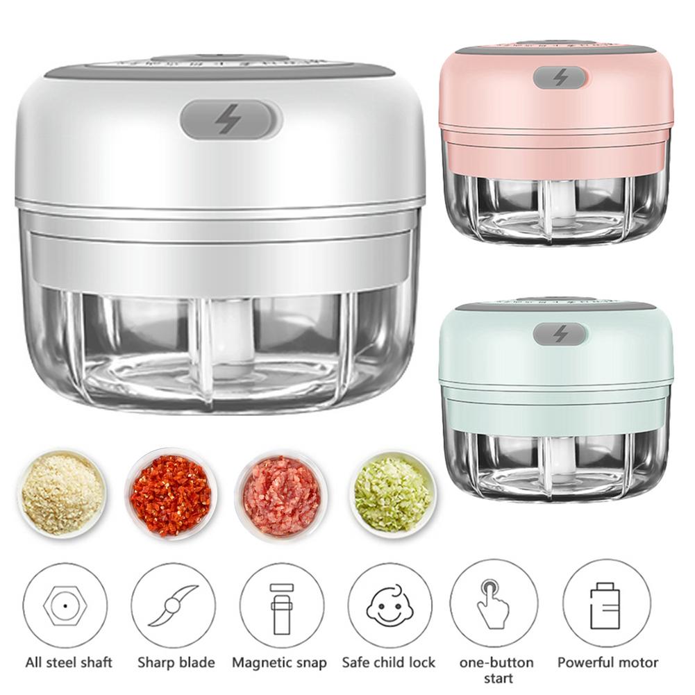 250/100ML Electric Mini Garlic Chopper USB Charging Masher Press Mincer Vegetable Chili Meat Grinder Food Chopper Kitchen Tools