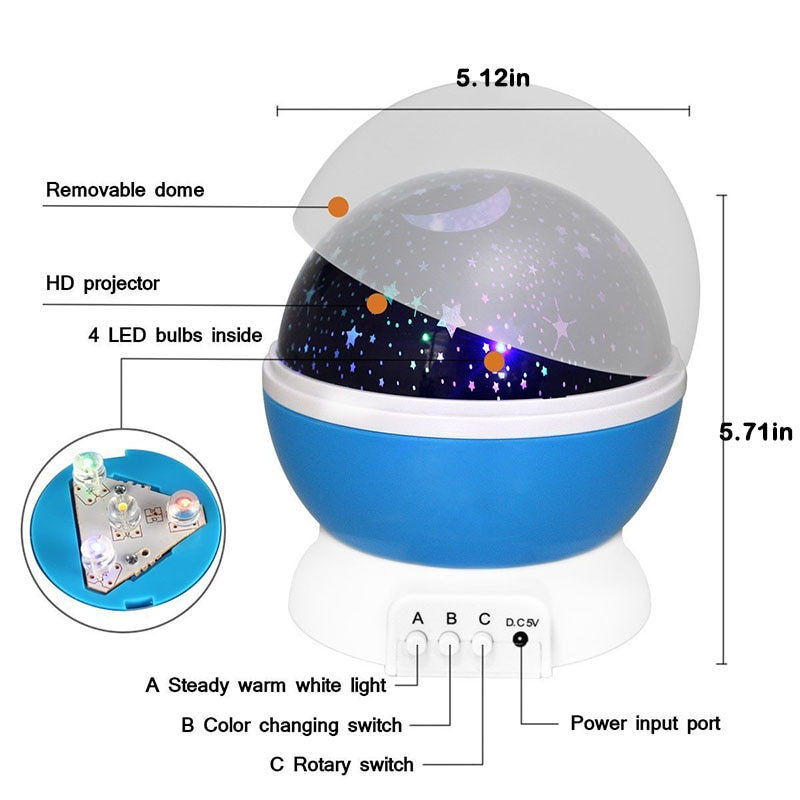 Star Projector Lamp Children Bedroom LED Night Light Baby Lamp