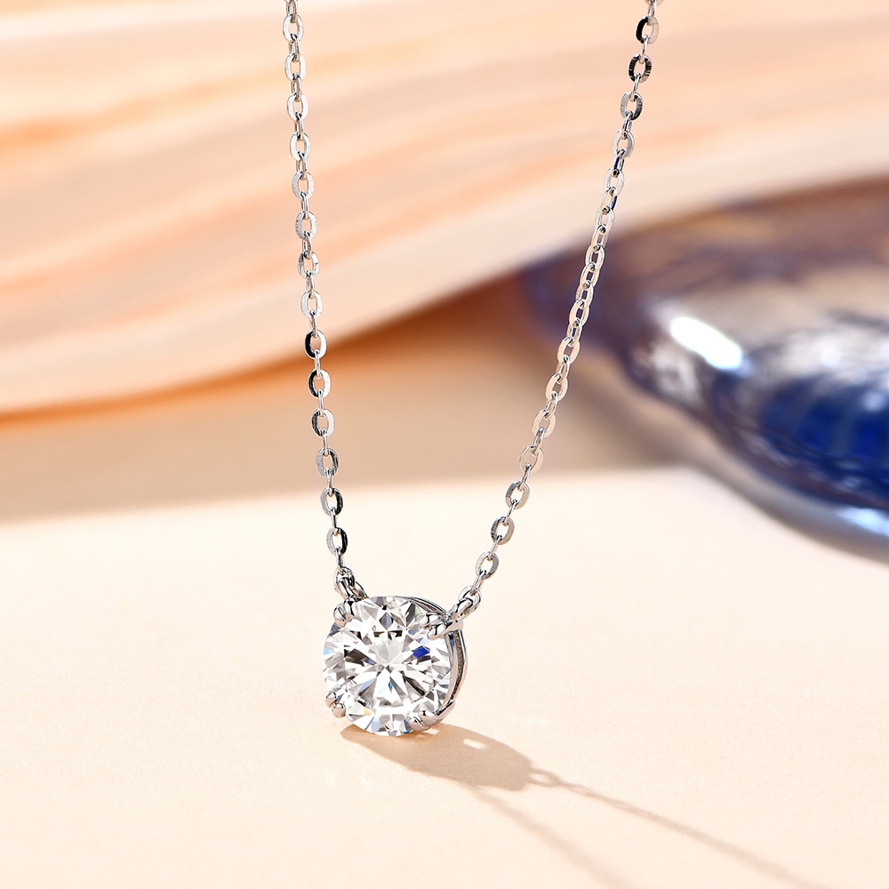 Amazing 6.5mm 1CT High Quality Moissanite Diamonds Necklace For Women - Bridal Fine Jeweller