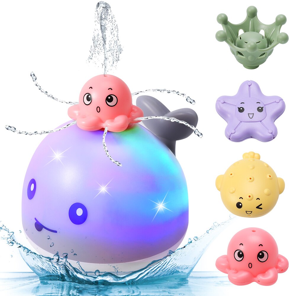 Baby Light Up Bath Tub Toys Whale Water Sprinkler Pool Toys