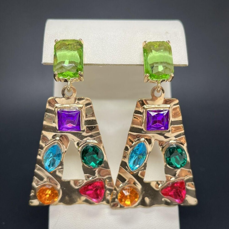 Women's Colorful Rhinestone Butterfly Heart Earrings