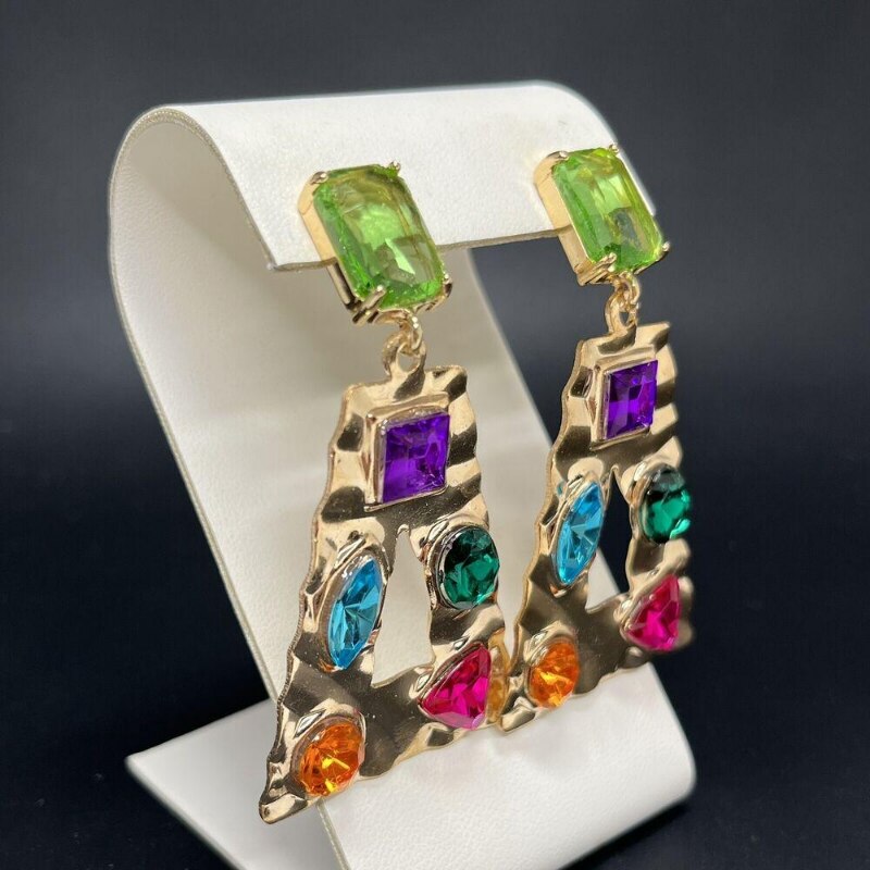 Women's Colorful Rhinestone Butterfly Heart Earrings