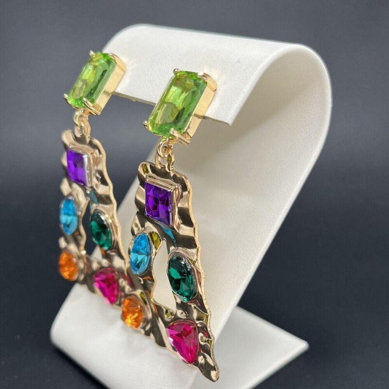 Women's Colorful Rhinestone Butterfly Heart Earrings