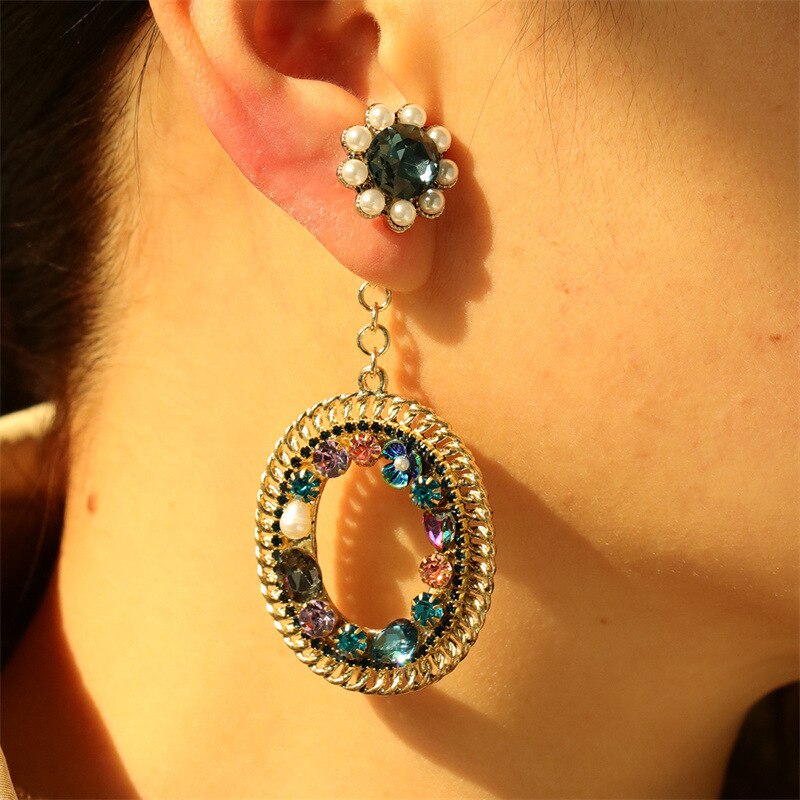 Women's Colorful Rhinestone Butterfly Heart Earrings