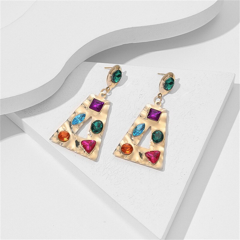 Women's Colorful Rhinestone Butterfly Heart Earrings