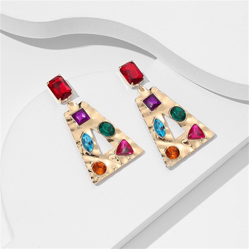 Women's Colorful Rhinestone Butterfly Heart Earrings