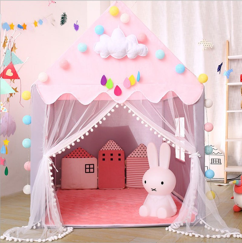 Portable Children's Tent Folding Kids Tents Tipi Baby Play House Large Girls Pink Princess Castle Child Room Decor