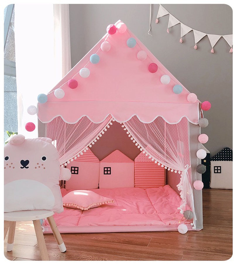 Portable Children's Tent Folding Kids Tents Tipi Baby Play House Large Girls Pink Princess Castle Child Room Decor