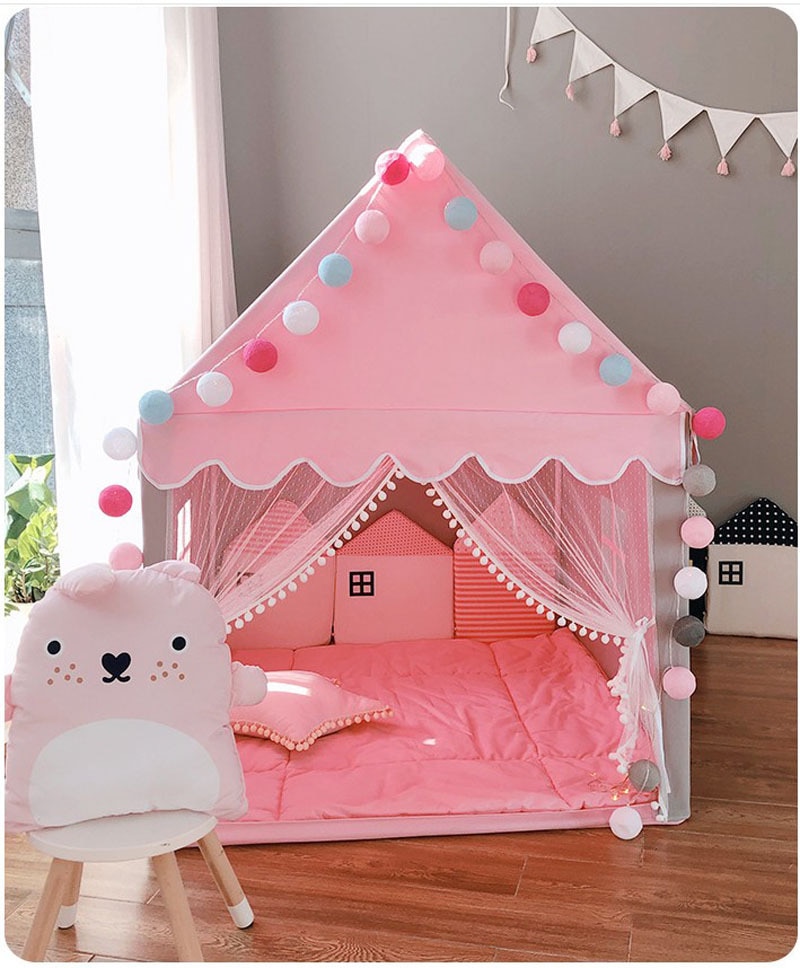 Portable Children's Tent Folding Kids Tents Tipi Baby Play House Large Girls Pink Princess Castle Child Room Decor