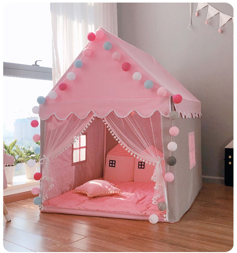 Portable Children's Tent Folding Kids Tents Tipi Baby Play House Large Girls Pink Princess Castle Child Room Decor