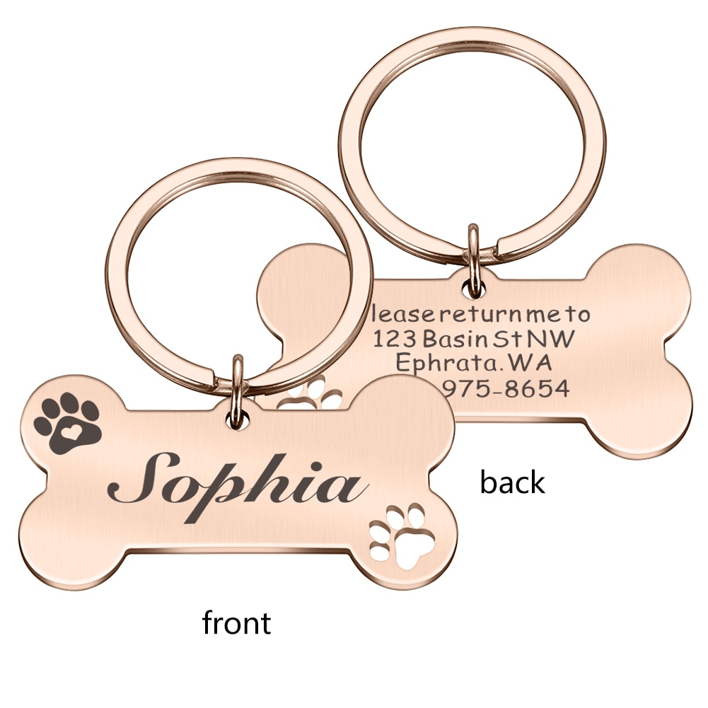 Customizable Dog Collar Address Tags for Dogs Medal with Engraving Name Kitten Puppy Accessories Personalized Cat Necklace Chain