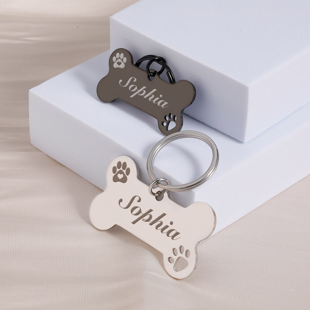 Customizable Dog Collar Address Tags for Dogs Medal with Engraving Name Kitten Puppy Accessories Personalized Cat Necklace Chain