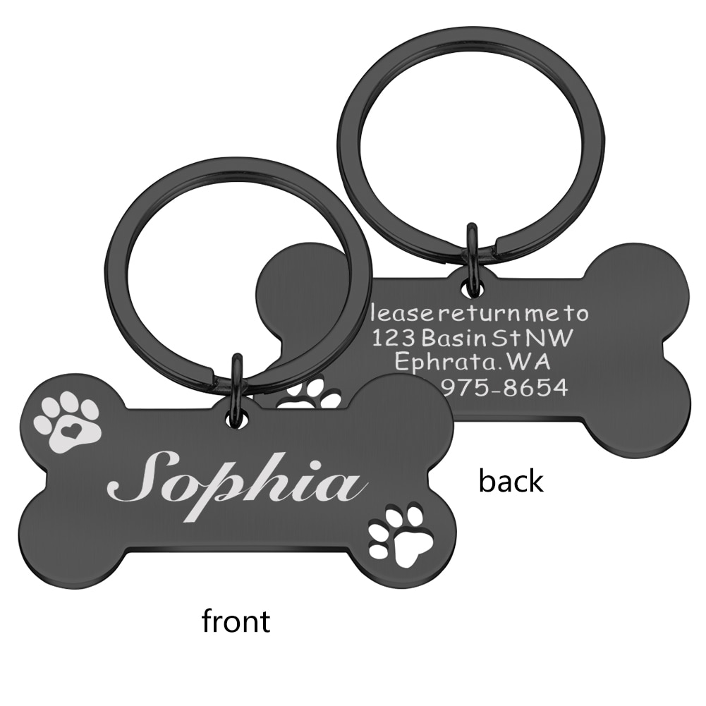 Customizable Dog Collar Address Tags for Dogs Medal with Engraving Name Kitten Puppy Accessories Personalized Cat Necklace Chain