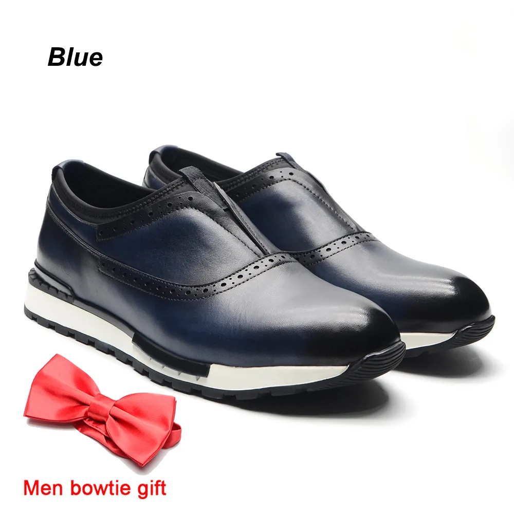 EU Size 38 To 46 Men Shoes Fashion French Style Real Leather Oxford Sneakers Slip-on Casual Travel Shoes Non-slip Male Shoes