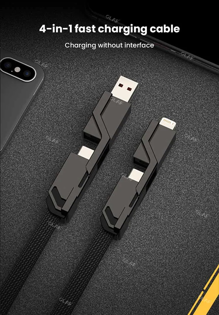 4 in 1 Fast Charging Cable 100W USB C Cable For Xiaomi Samsung Huawei USB Type C To Lightning Cable For iPhone 2M 14 13 Pro Max