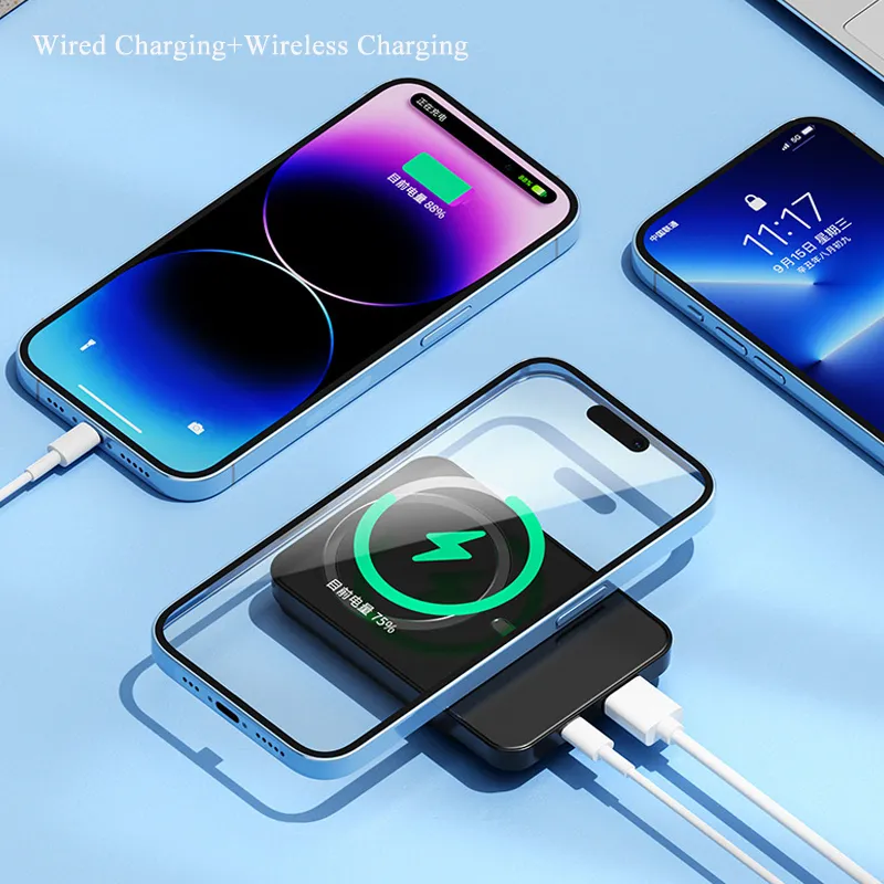 New 20000mAh Magnetic Wireless Charger PowerBank 22.5W Fast Charging For iPhone 14 13 12 Samsung Xiaomi Mini Portable Powerbank