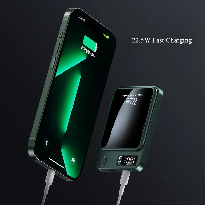 New 20000mAh Magnetic Wireless Charger PowerBank 22.5W Fast Charging For iPhone 14 13 12 Samsung Xiaomi Mini Portable Powerbank