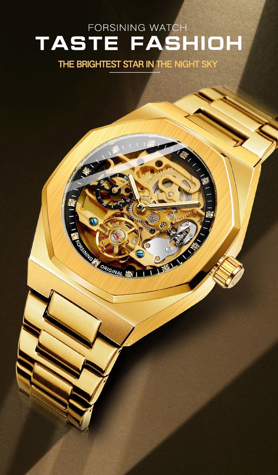 Forsining Fashion Silver Mens Watches Top Brand Luxury Automatic Mechanical Stainless Steel Fashion Business Skeleton Wristwatch