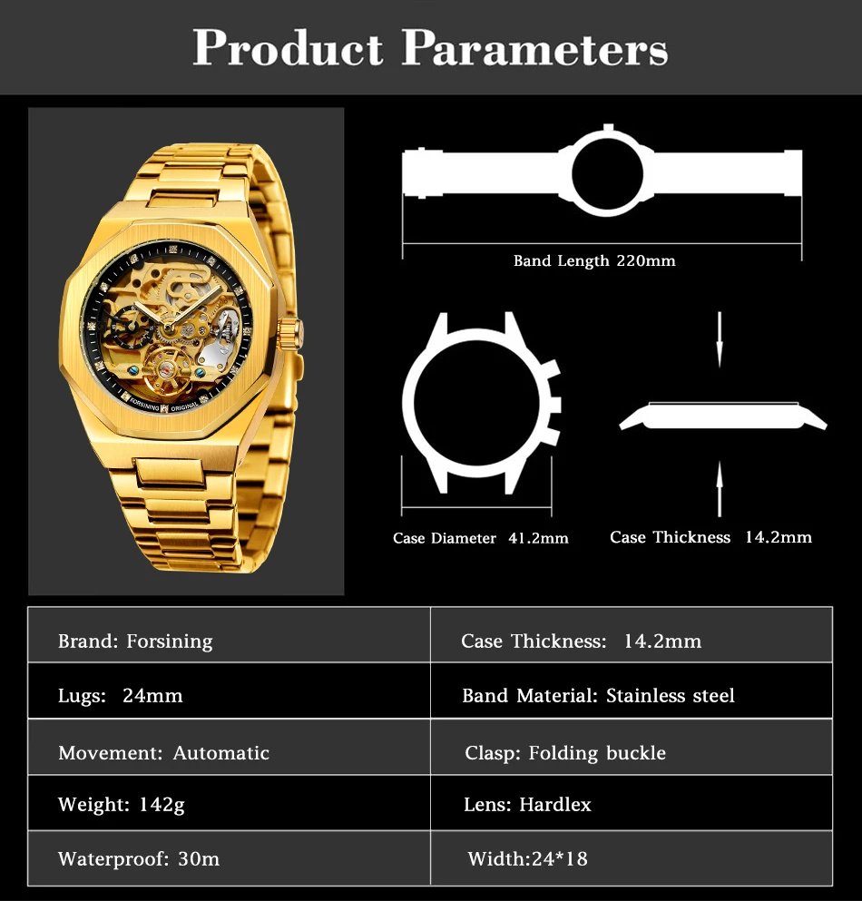 Forsining Fashion Silver Mens Watches Top Brand Luxury Automatic Mechanical Stainless Steel Fashion Business Skeleton Wristwatch