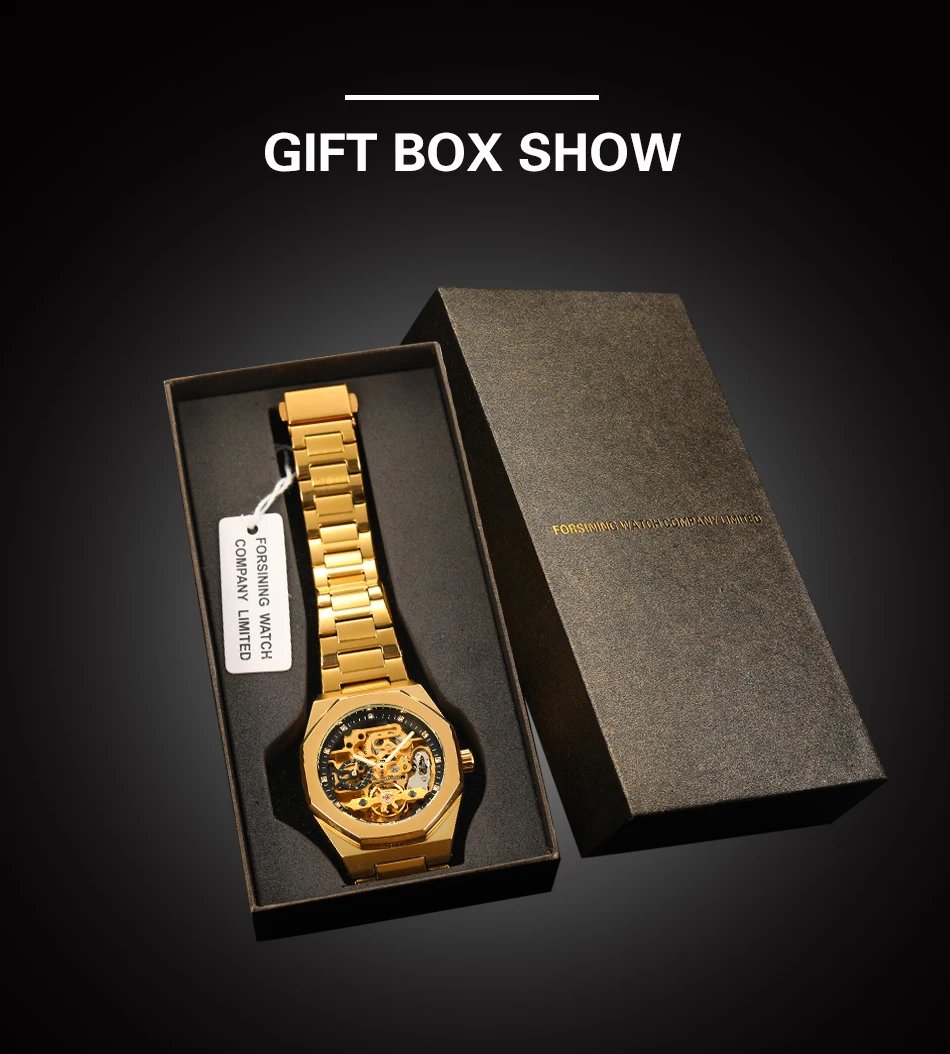 Forsining Fashion Silver Mens Watches Top Brand Luxury Automatic Mechanical Stainless Steel Fashion Business Skeleton Wristwatch