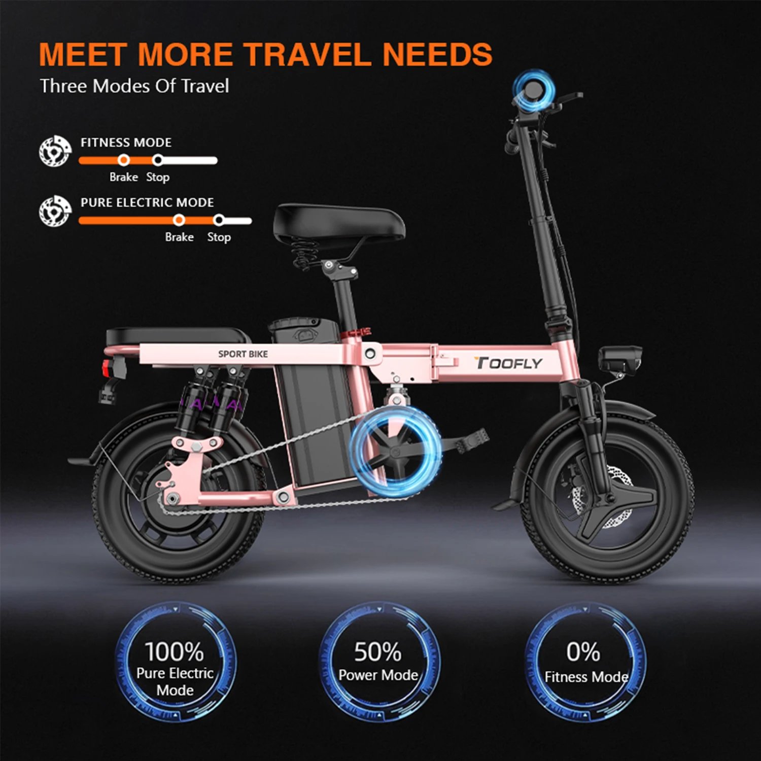 Folding Electric Bicycle TOOFLY GS5 500W Peak Motor 48V15AH Battery City Riding Electric Bike Adult Commuter Speed 32Km/h E-bike