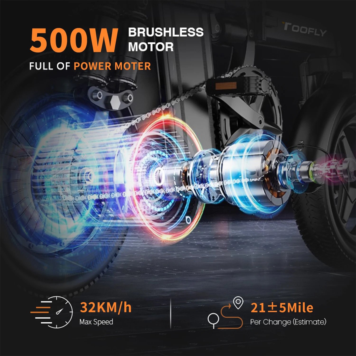 Folding Electric Bicycle TOOFLY GS5 500W Peak Motor 48V15AH Battery City Riding Electric Bike Adult Commuter Speed 32Km/h E-bike