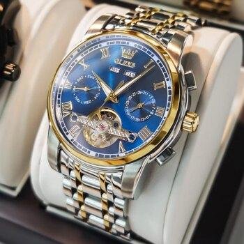 OLEVS Waterproof Stainless Steel Strap Watch for Men's