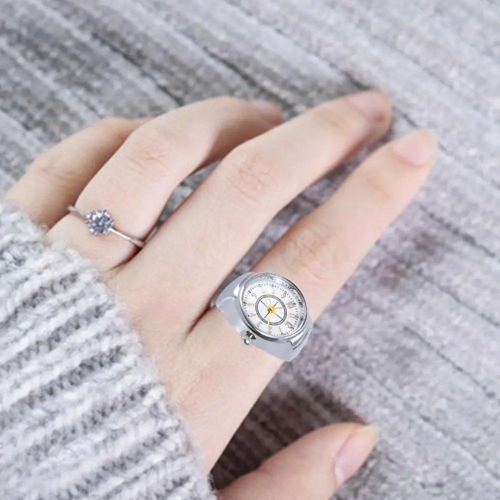 Mini Couple Watches For Women Men Ring Watch Round Dial Arabic Numerals Analog Quartz Ring Watches Ladies Finger Ring Watch Gift