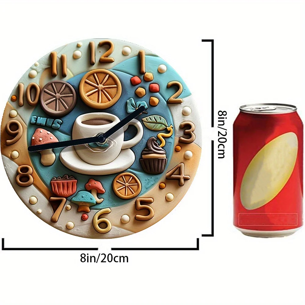 2D Effects Silent Wall Clock , Coffee Theme Decoration ,DIY Assembly Kit - Winter Bedroom Decor - Fathers Day Gifts
