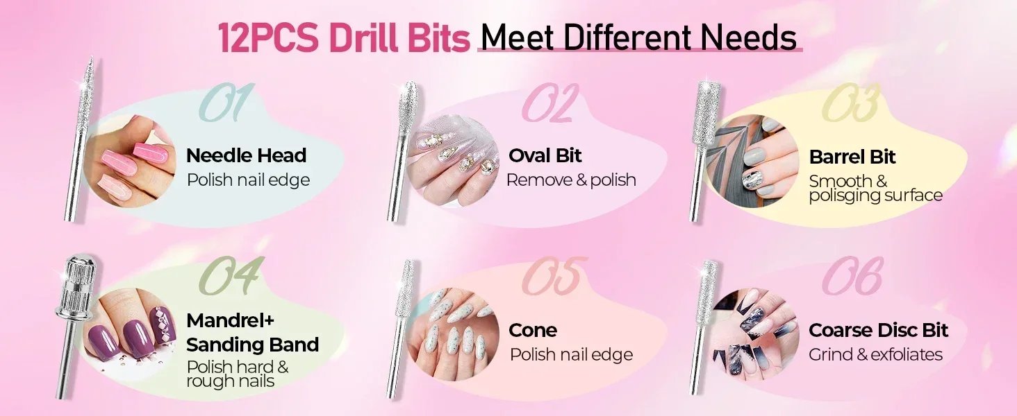 Electric Nail Drill Professional 40000RPM Electric Nail File Kit Nail Drill Machine with LCD Display for Acrylic Gel