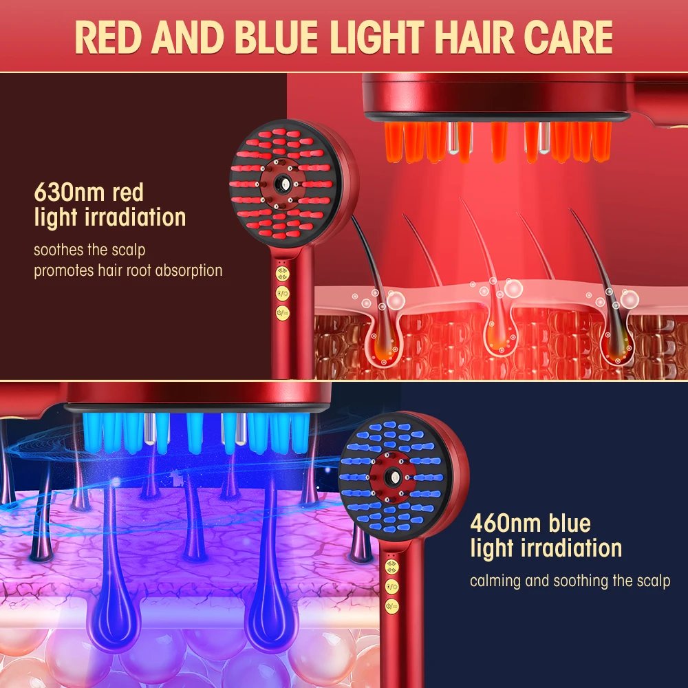 3 Modes Electric Massage Comb Portable Red Light Laser Comb for Hair