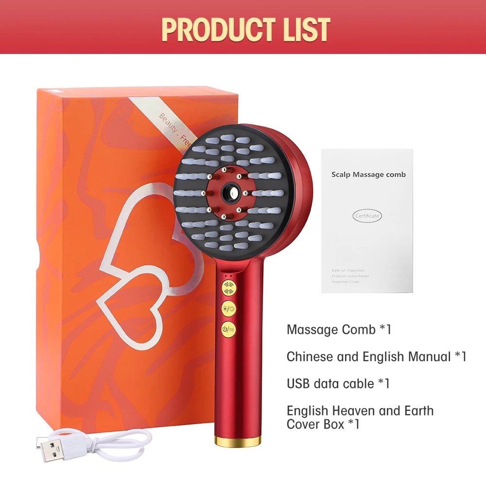 3 Modes Electric Massage Comb Portable Red Light Laser Comb for Hair