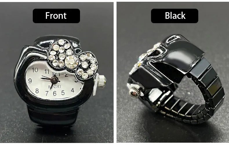 Fashion Finger Watch Ring Super Cute Cartoon Mini Watches Elastic Strap Anime Ring Jewelry Clock Quartz Watch for Girls