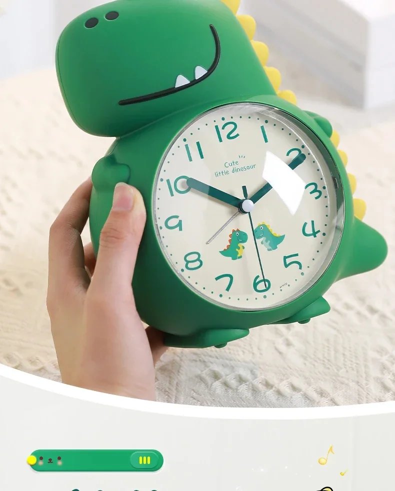 Dinosaur-Themed Alarm Clock for Kids - Wake-Up Light, Cute Cartoon Design, Perfect for Boys, Girls & School Students!