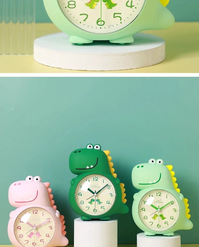 Dinosaur-Themed Alarm Clock for Kids - Wake-Up Light, Cute Cartoon Design, Perfect for Boys, Girls & School Students!