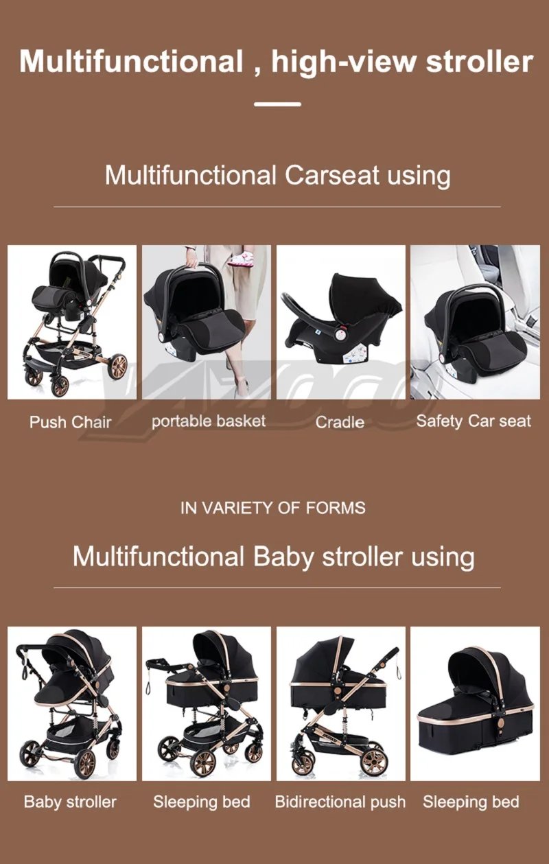 Luxurious 3 in 1 Baby Stroller Portable Travel Baby Carriage