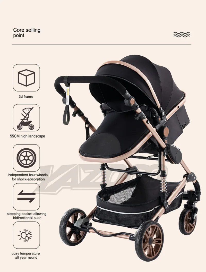 Luxurious 3 in 1 Baby Stroller Portable Travel Baby Carriage