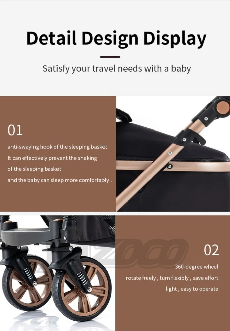 Luxurious 3 in 1 Baby Stroller Portable Travel Baby Carriage