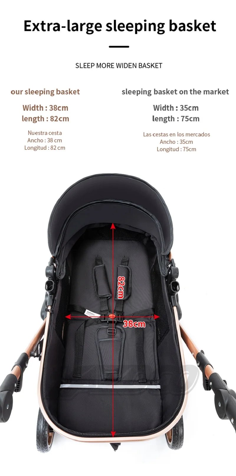Luxurious 3 in 1 Baby Stroller Portable Travel Baby Carriage