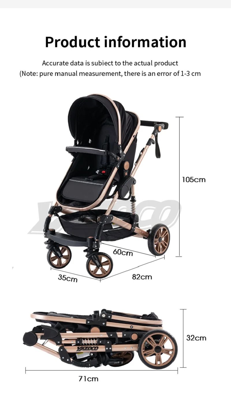 Luxurious 3 in 1 Baby Stroller Portable Travel Baby Carriage