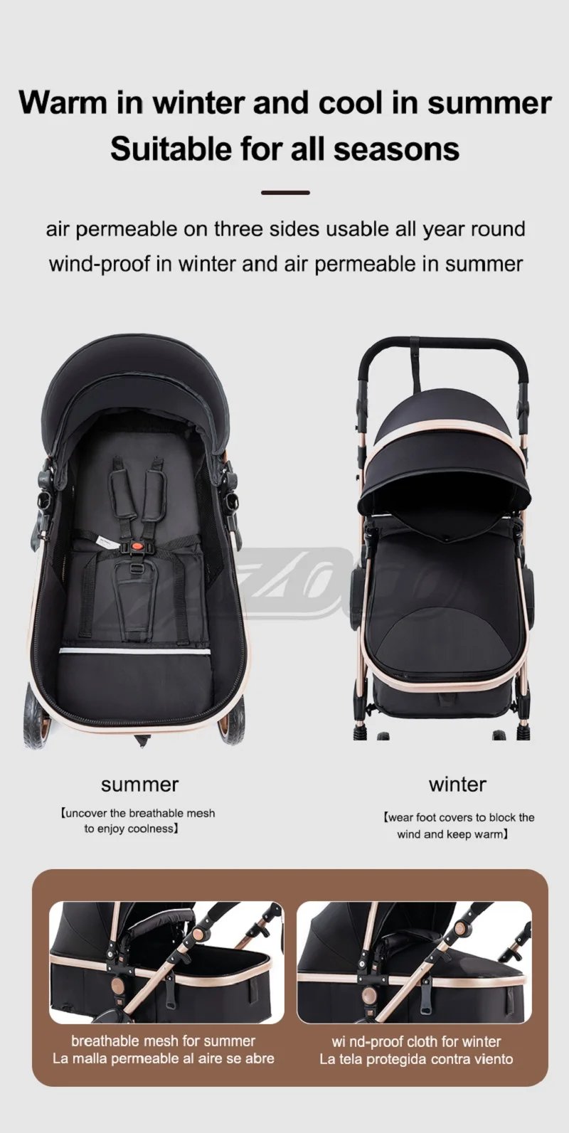 Luxurious 3 in 1 Baby Stroller Portable Travel Baby Carriage