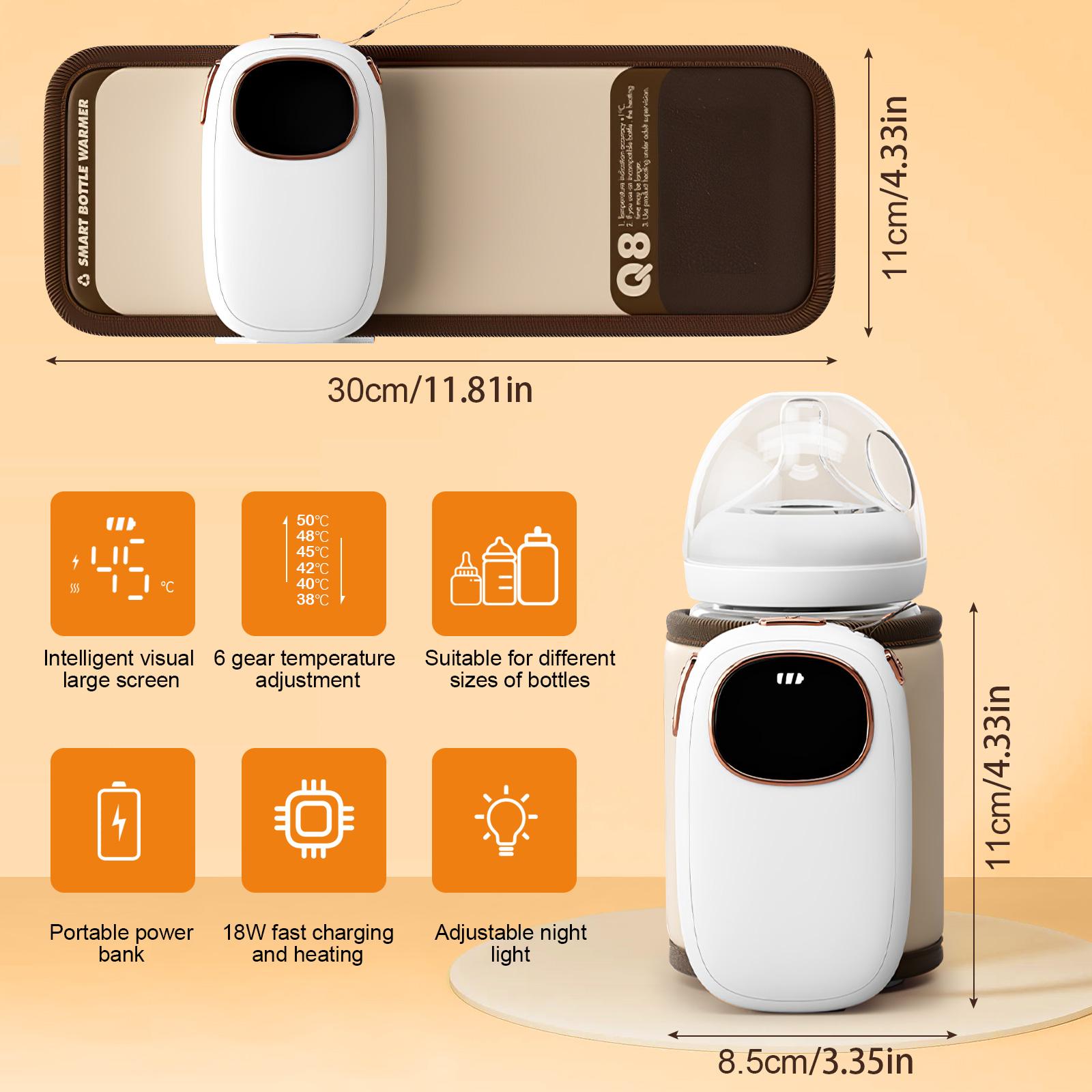 Universal Baby Milk Bottle Warmer Heating Wireless USB Charged Heating Bag 5000MA Battery Powered Temperature Display 6 Level Universal Baby Milk Bottle Warmer Heating Wireless USB Charged Heating Bag 5000MA Battery Powered Temperature Display 6 Level
