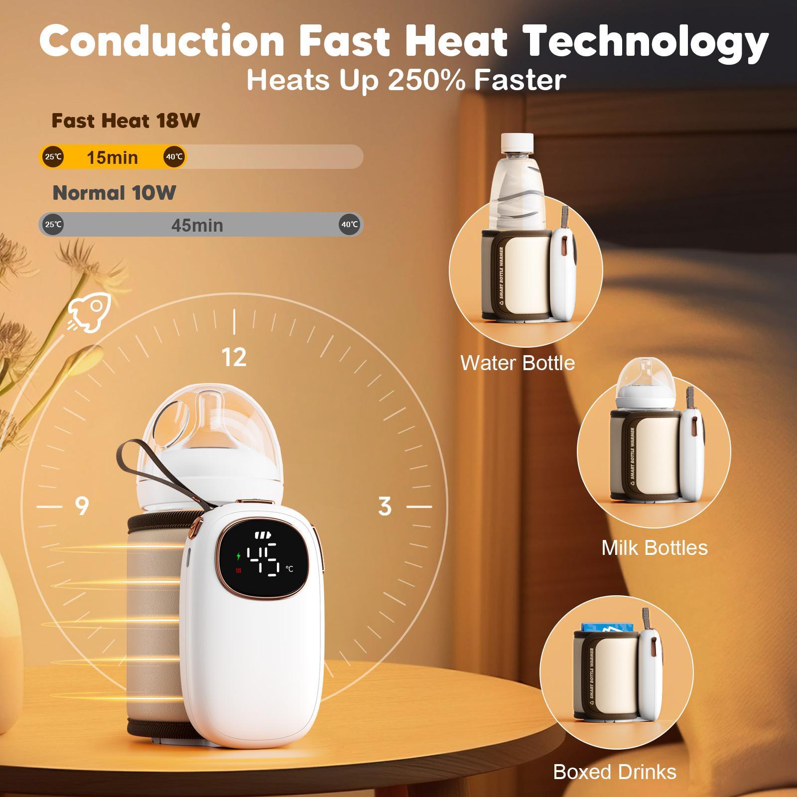Universal Baby Milk Bottle Warmer Heating Wireless USB Charged Heating Bag 5000MA Battery Powered Temperature Display 6 Level Universal Baby Milk Bottle Warmer Heating Wireless USB Charged Heating Bag 5000MA Battery Powered Temperature Display 6 Level