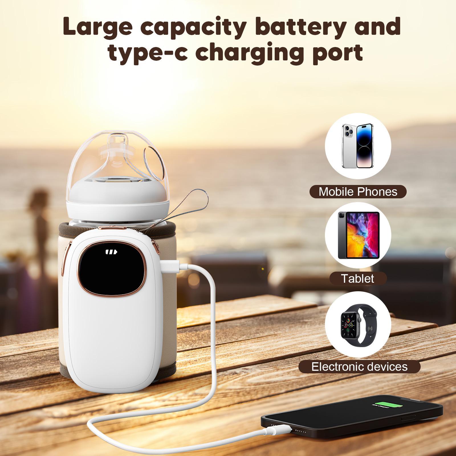 Universal Baby Milk Bottle Warmer Heating Wireless USB Charged Heating Bag 5000MA Battery Powered Temperature Display 6 Level Universal Baby Milk Bottle Warmer Heating Wireless USB Charged Heating Bag 5000MA Battery Powered Temperature Display 6 Level