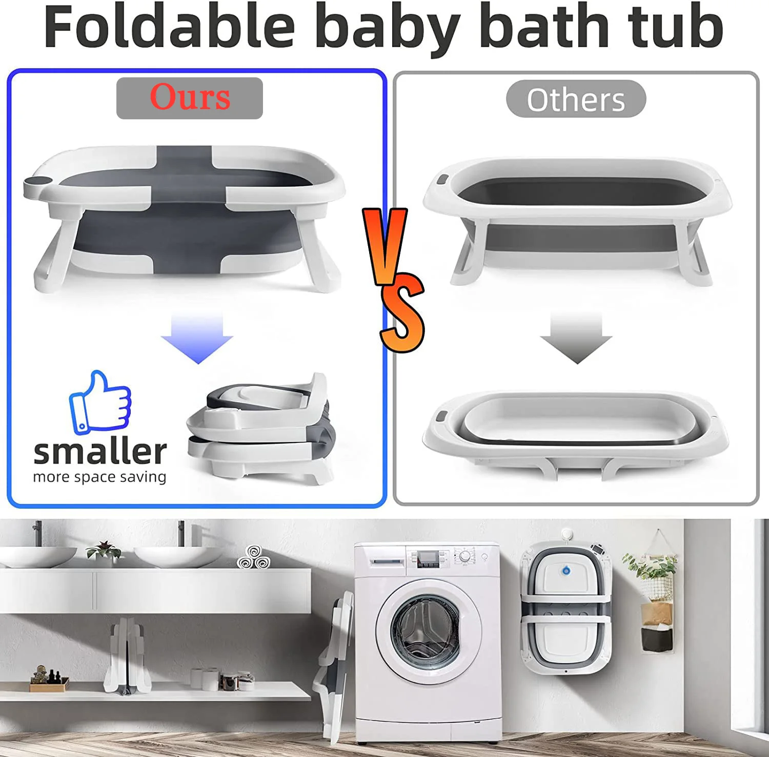 Baby Bath Tub with Bath Cushion Foldable Bathtub with Thermometer Shower Cap Shower Brush for Newborn and Toddler 0-36 Months Baby Bath Tub with Bath Cushion Foldable Bathtub with Thermometer Shower Cap Shower Brush for Newborn and Toddler 0-36 Months