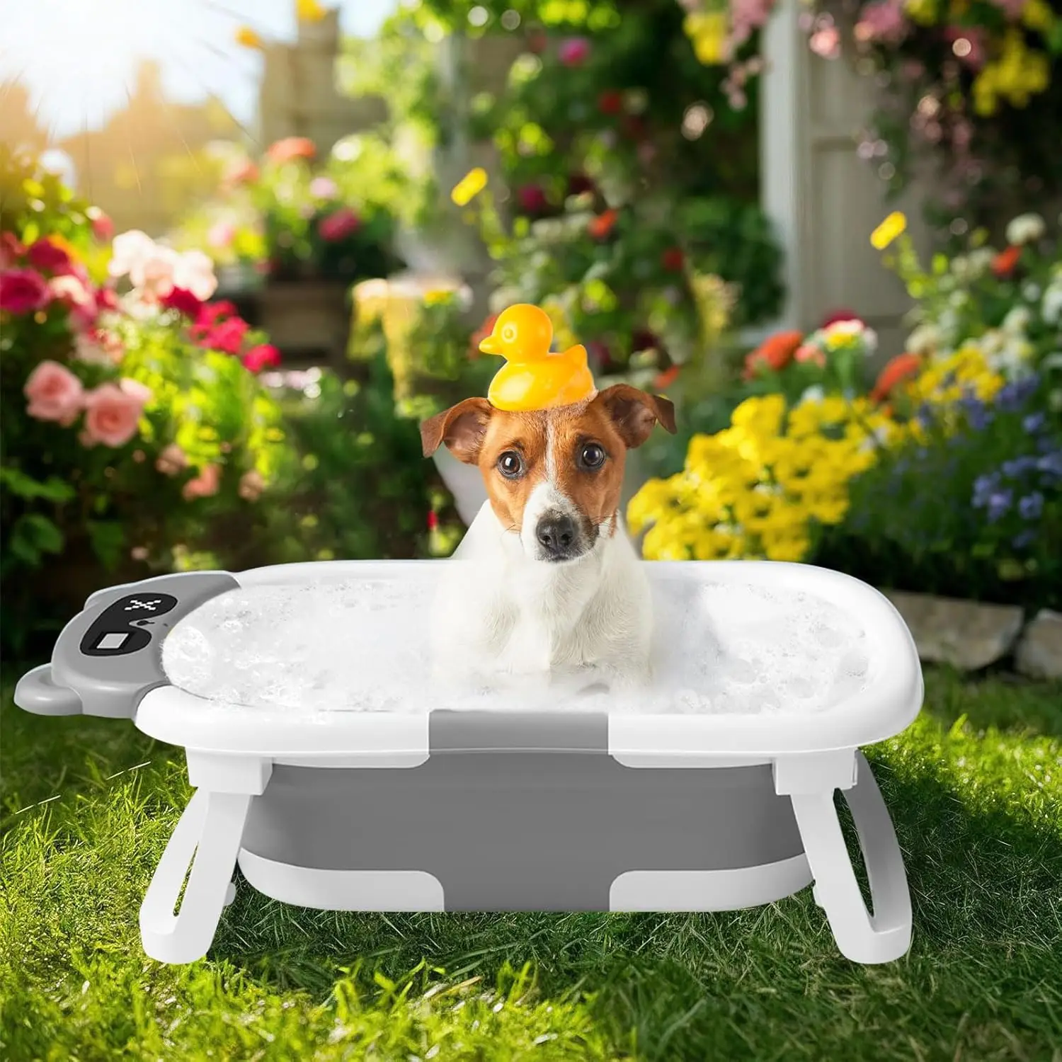 Baby Bath Tub with Bath Cushion Foldable Bathtub with Thermometer Shower Cap Shower Brush for Newborn and Toddler 0-36 Months Baby Bath Tub with Bath Cushion Foldable Bathtub with Thermometer Shower Cap Shower Brush for Newborn and Toddler 0-36 Months