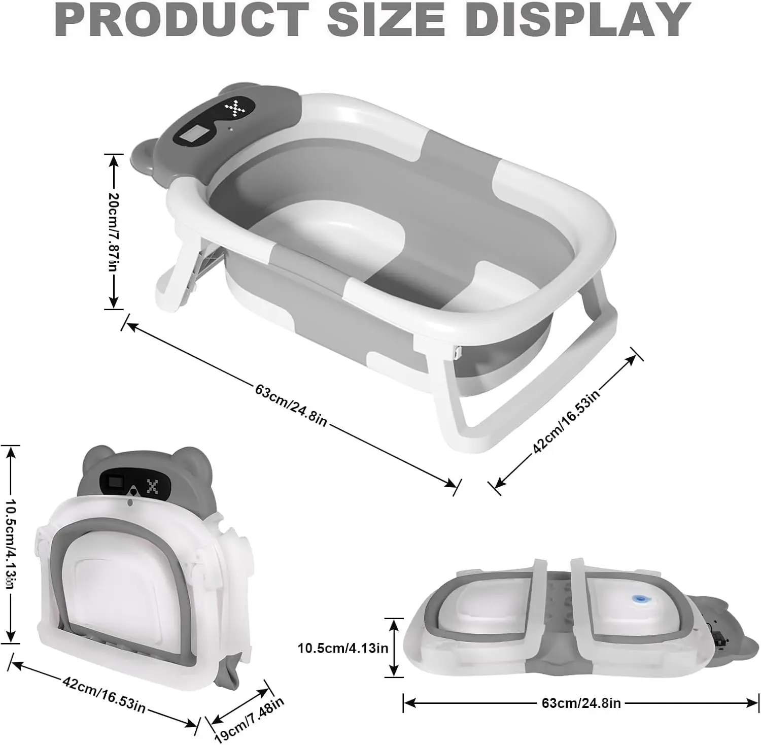Baby Bath Tub with Bath Cushion Foldable Bathtub with Thermometer Shower Cap Shower Brush for Newborn and Toddler 0-36 Months Baby Bath Tub with Bath Cushion Foldable Bathtub with Thermometer Shower Cap Shower Brush for Newborn and Toddler 0-36 Months