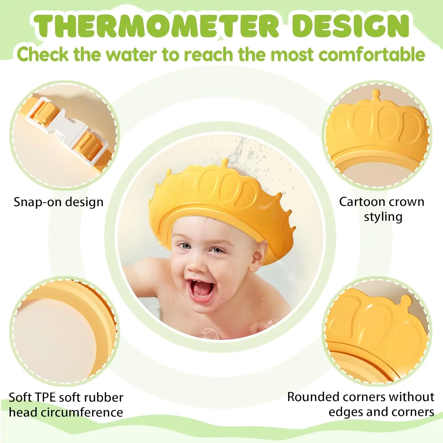 Baby Bath Tub with Bath Cushion Foldable Bathtub with Thermometer Shower Cap Shower Brush for Newborn and Toddler 0-36 Months Baby Bath Tub with Bath Cushion Foldable Bathtub with Thermometer Shower Cap Shower Brush for Newborn and Toddler 0-36 Months