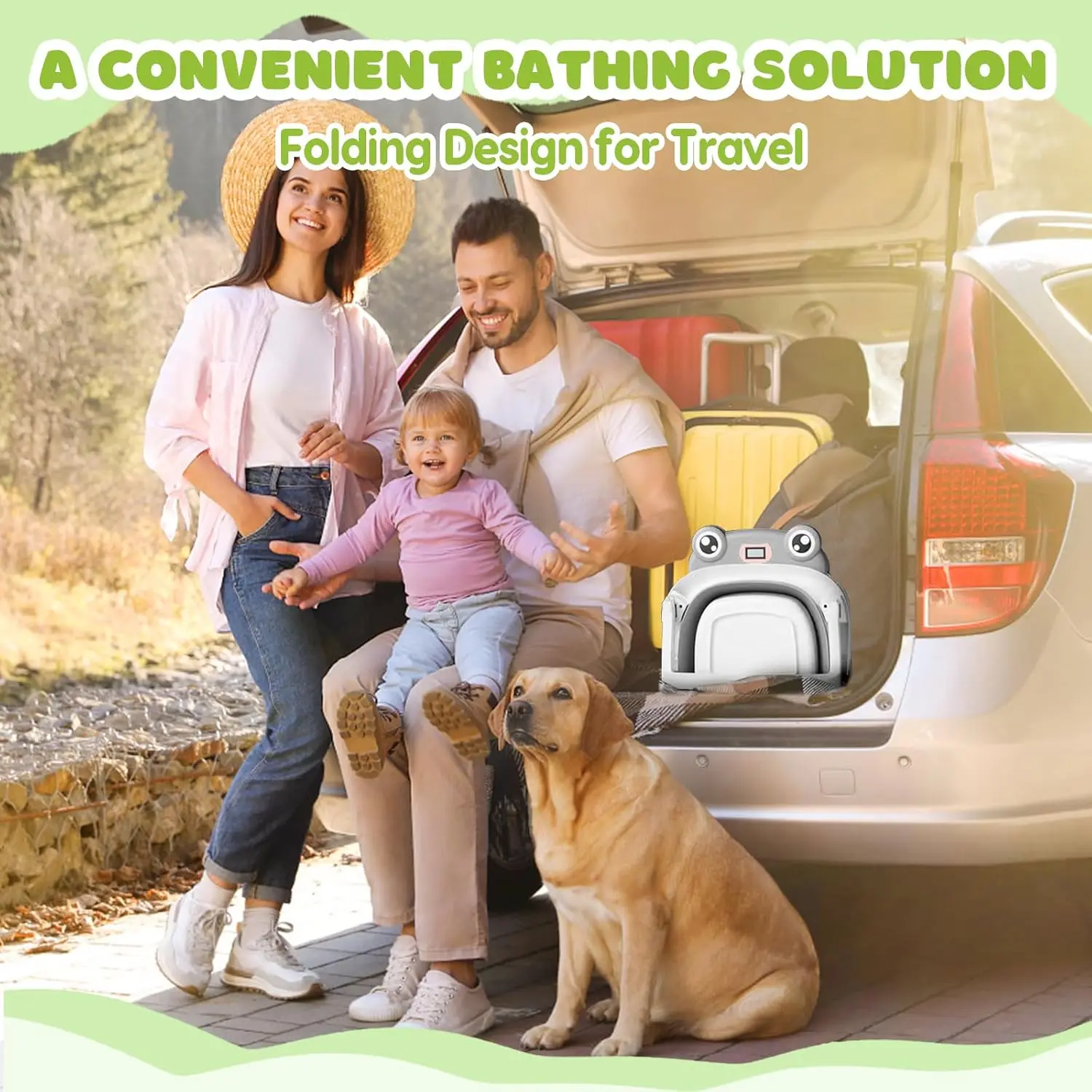 Baby Bath Tub with Bath Cushion Foldable Bathtub with Thermometer Shower Cap Shower Brush for Newborn and Toddler 0-36 Months Baby Bath Tub with Bath Cushion Foldable Bathtub with Thermometer Shower Cap Shower Brush for Newborn and Toddler 0-36 Months